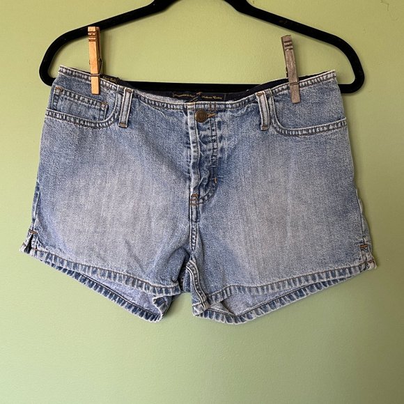 VINTAGE Abercrombie & Fitch Button Fly Jean Shorts Low Rise Size 4 6 - Picture 1 of 7